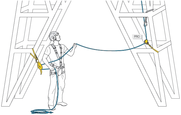 Обеспечение безопасности вторым работником с применением динамического каната